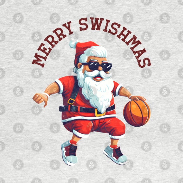 merry swishmas santa playing bascketball tshirt by Hobbybox